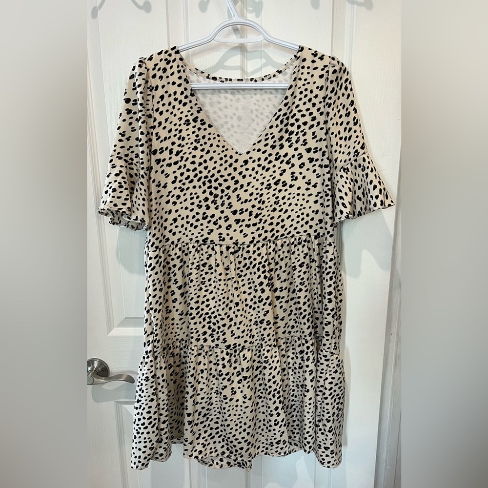 Beige Animal Print Ruffle Sleeve Maternity Dress from Pink Blush